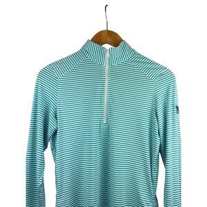 Straight Down Performance PGA West Womens Quarter-Zip Pullover Top S Blue/White